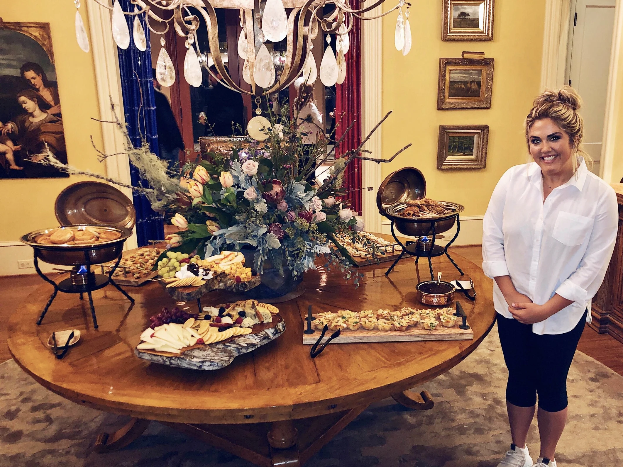 Marjorie with a spread she created for an engagement party at Margaret and Philip Mobley’s home.