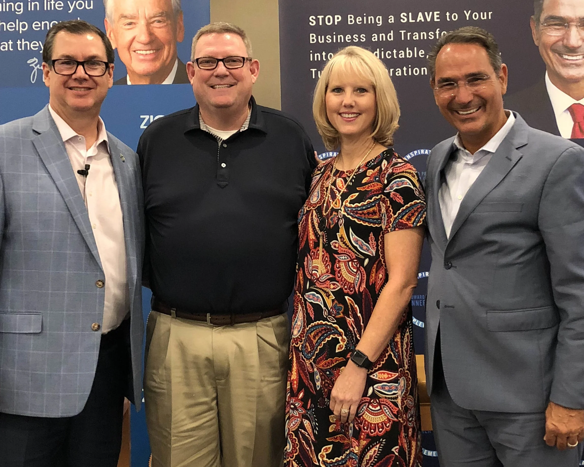 Jeff and Kristi with two of his mentors: Tom Ziglar (son of Zig Ziglar) and Howard Partridge.