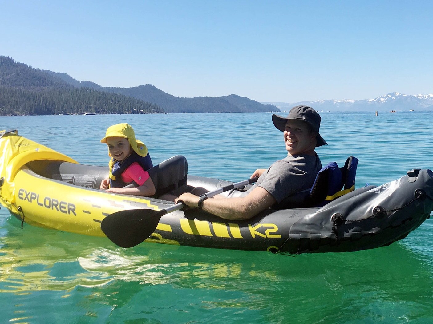 Mirren and Kevin heading out from Sand Harbor on the Nevada side of Lake Tahoe.