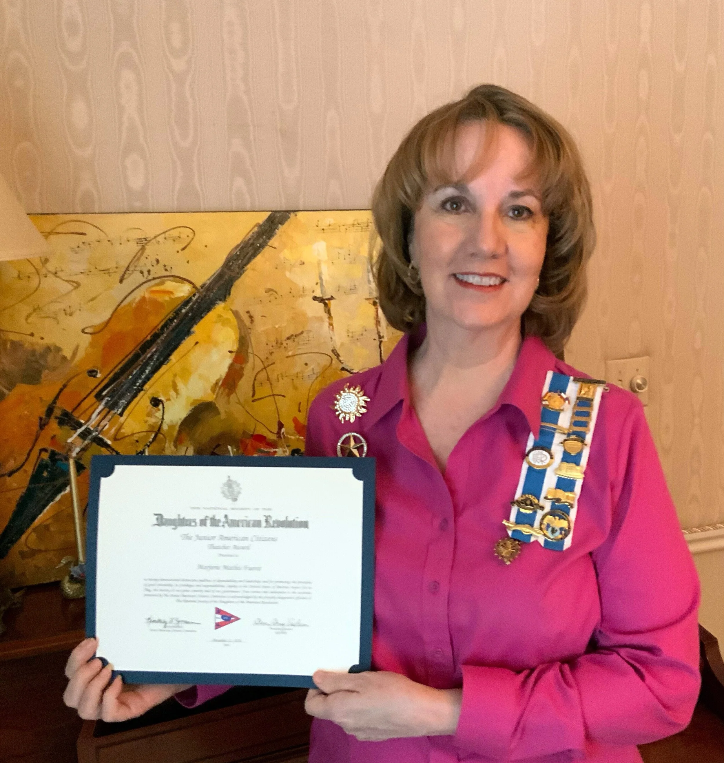 Lone Star Chapter DAR awards Marjorie Mathis Fuerst with the Thatcher Award