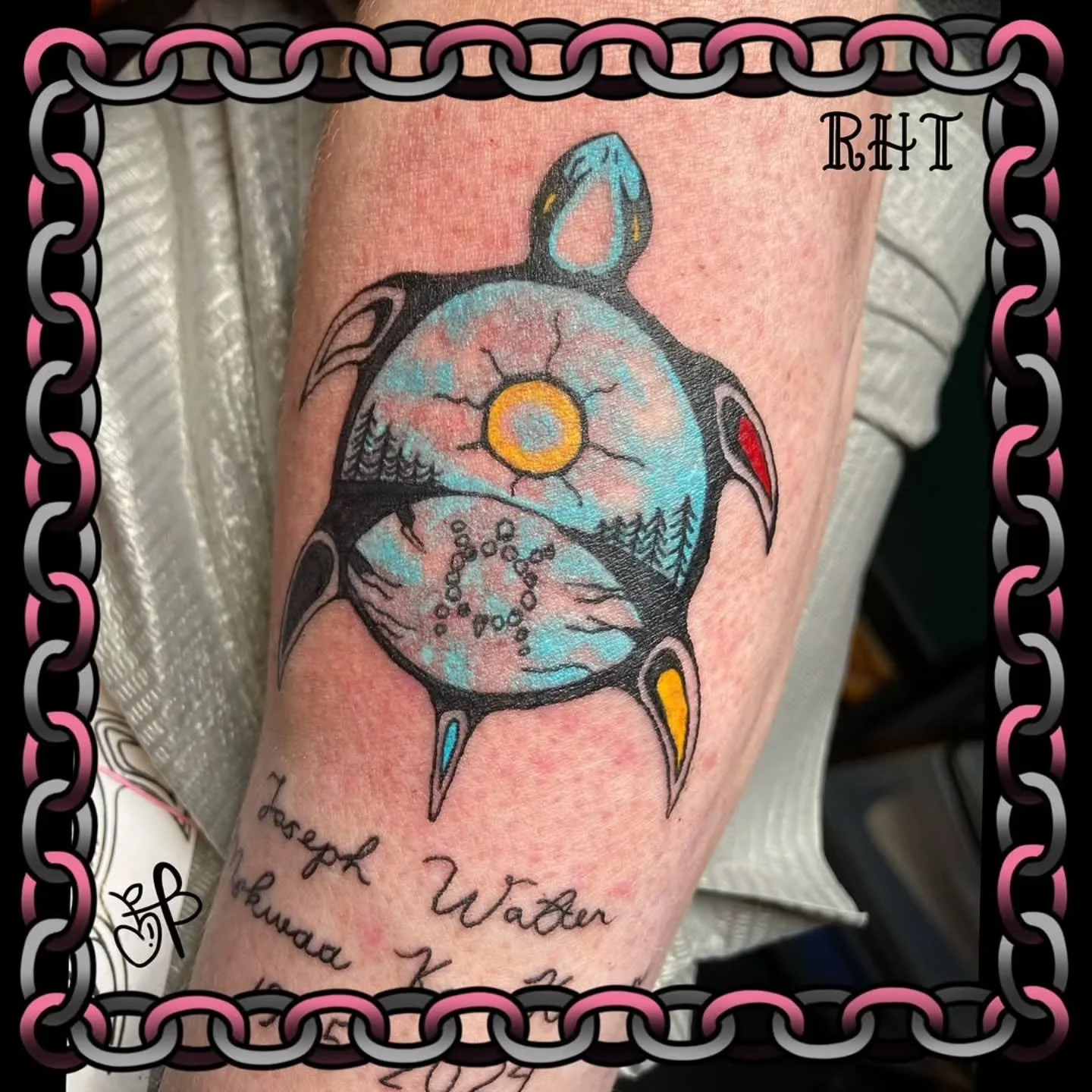 • @berrypickertattoos . 🐢Turtle Island for Mskwaa🐢
. 
.
Thank you Shannon, I appreciate the trust with this design in honour of your son Joey. I hope he would have loved it, I’m glad to know he had a great mom looking out for him. 💖
.
C