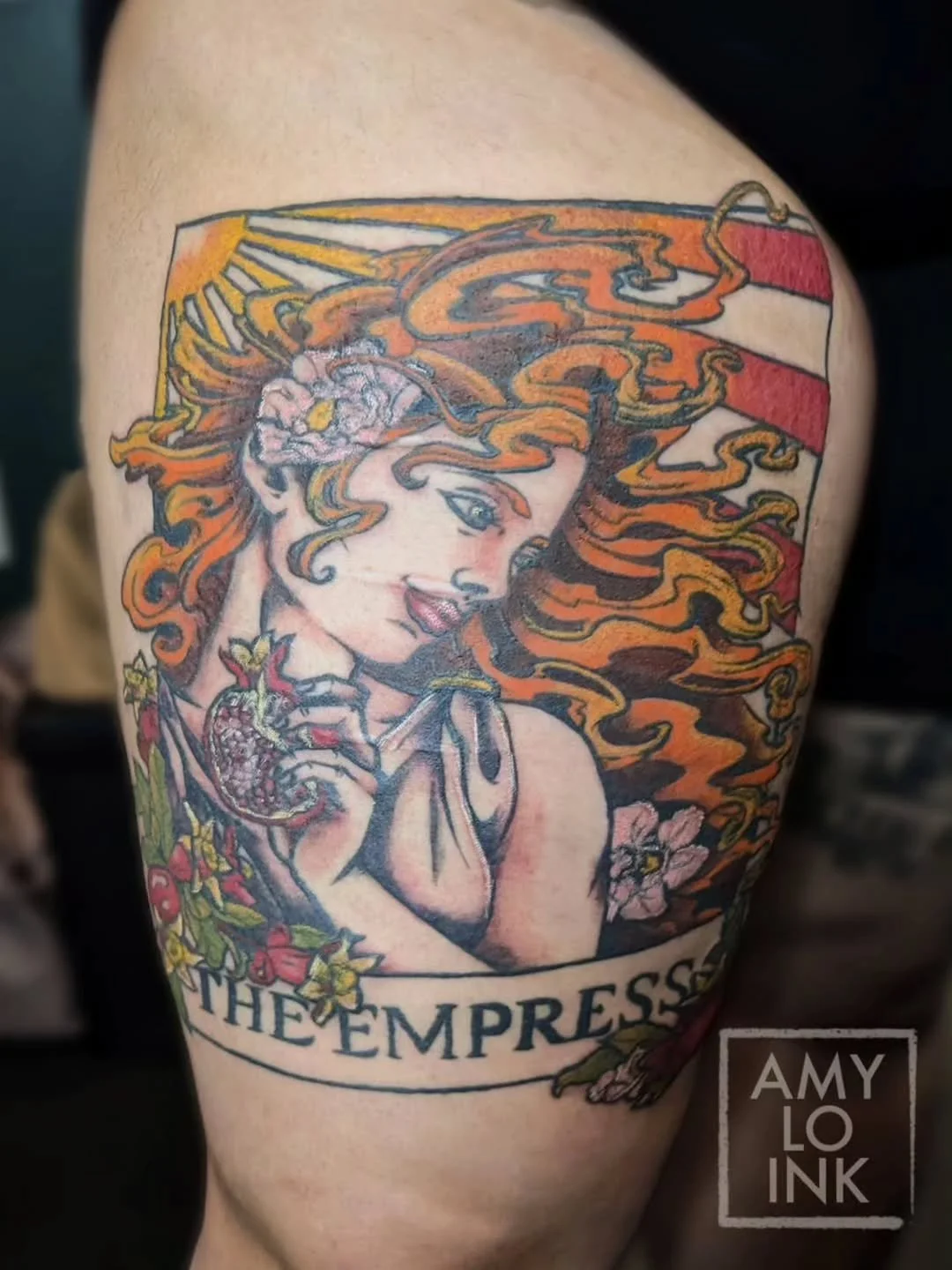Persephone, The Empress 🌸☀️ 
I was absolutely thrilled seeing @amy.lo.ink tattoo this the other day!! She's even more beautiful in person. 😍