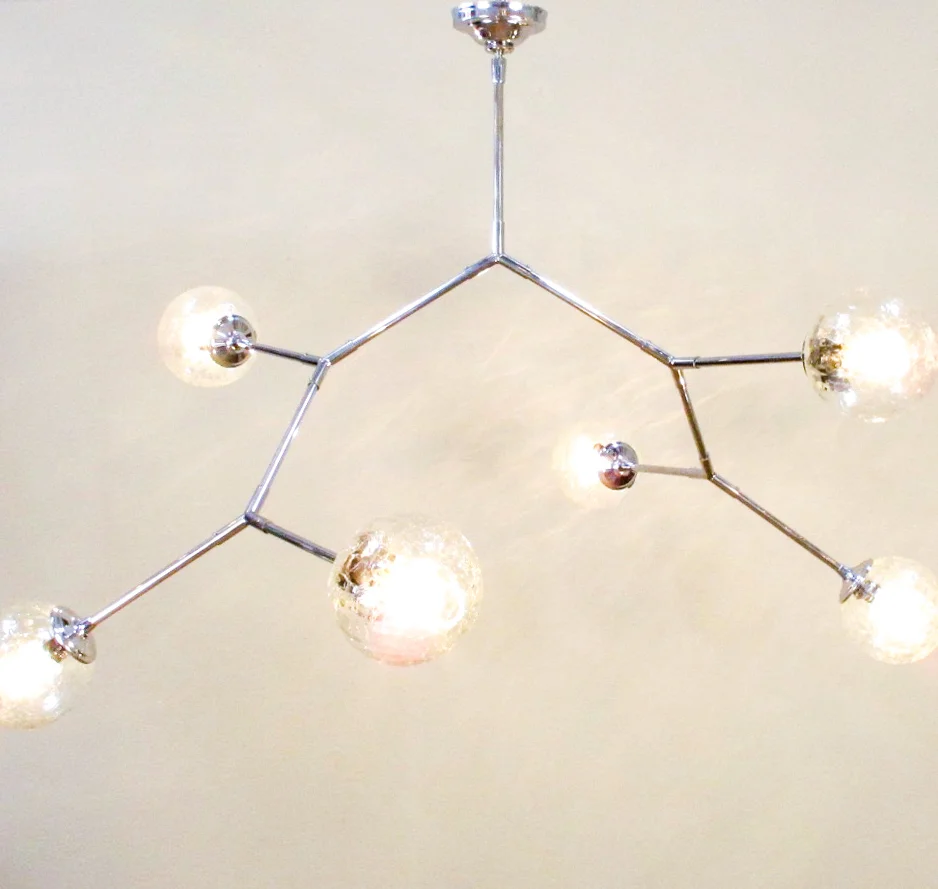CHANDELIER FINE LIGHTING Tiered Vintage Glass Fixture 6 Light