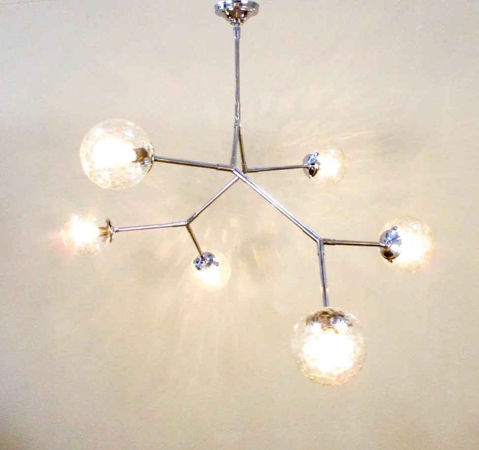 CHANDELIER FINE LIGHTING Tiered Vintage Glass Fixture 6 Light