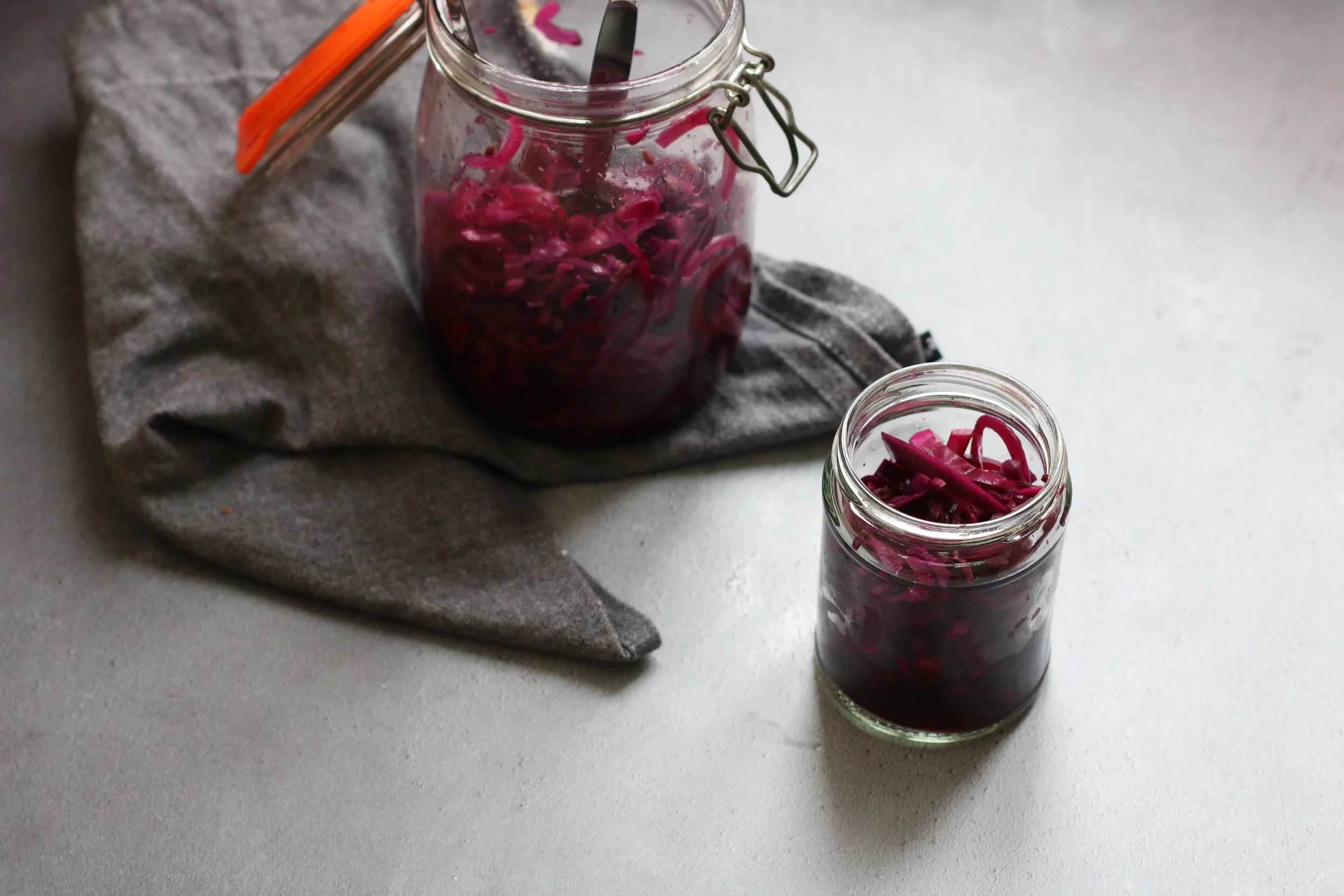QUICK PICKLED CABBAGE All year round. You can get British grown red cabbages all year round, but here's a really quick way of making them last a few more weeks.
