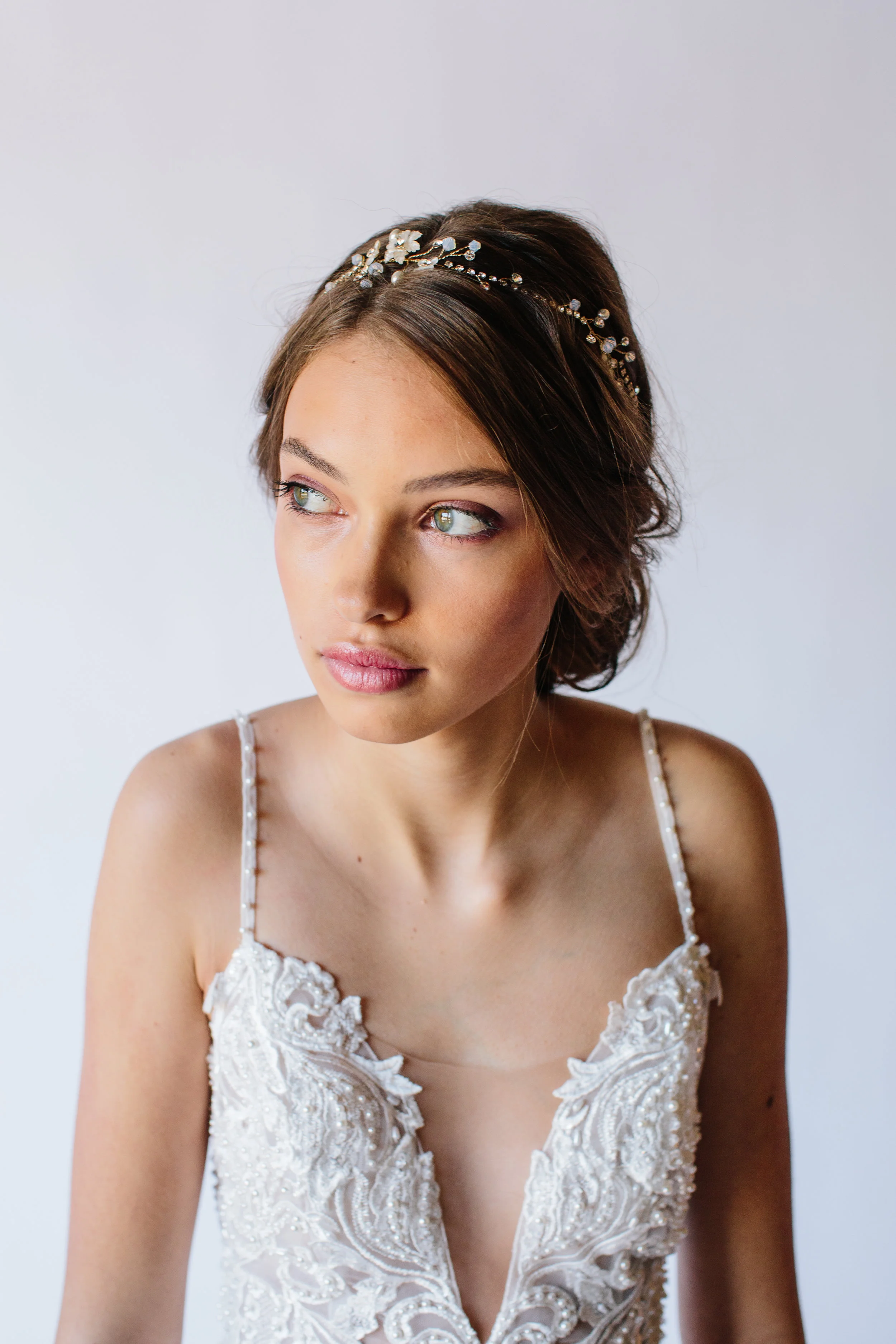 Bridal vine with flowers and crystals by Untamed Petals