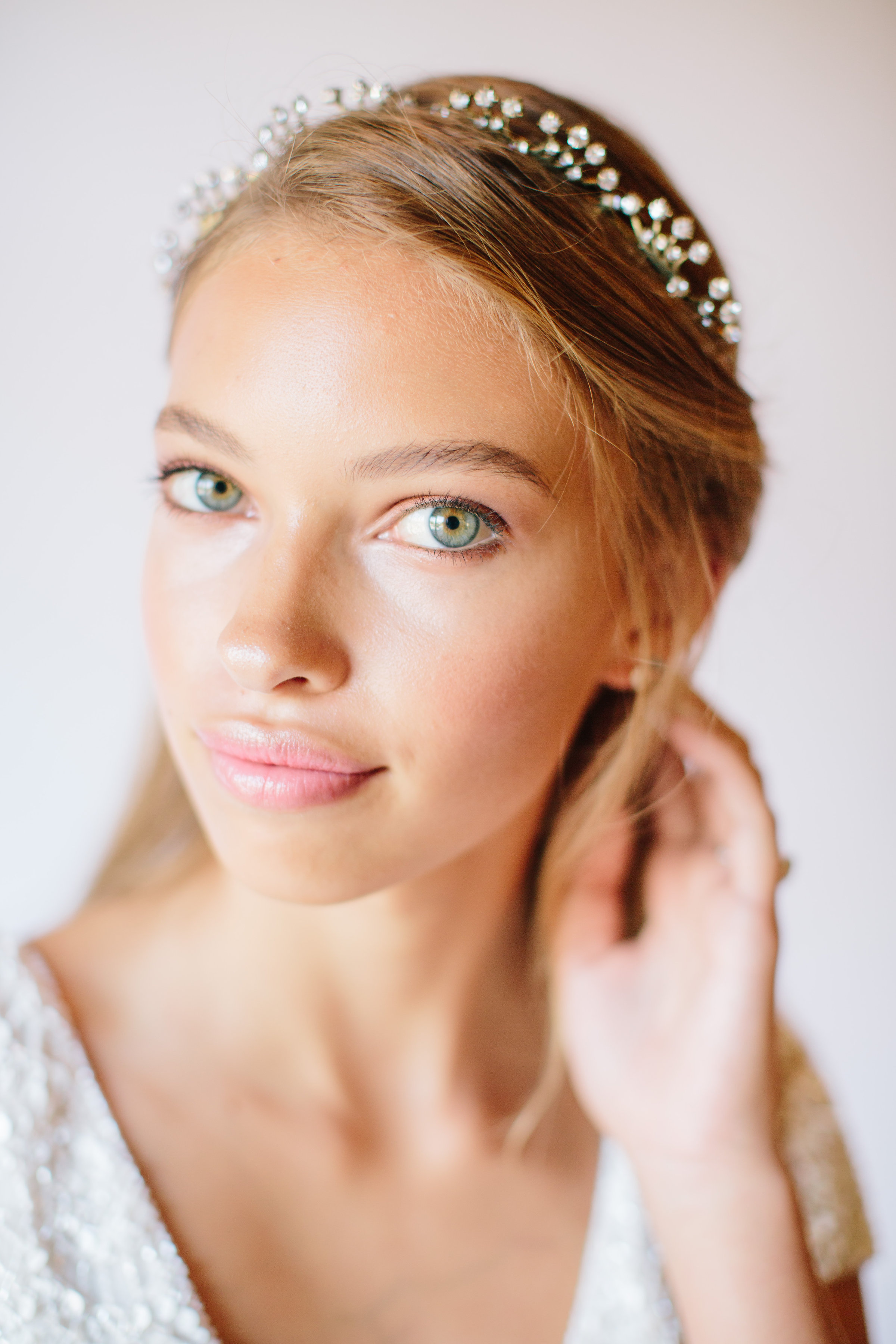 Vintage inspired brushed gold and crystal tiara by Untamed Petals