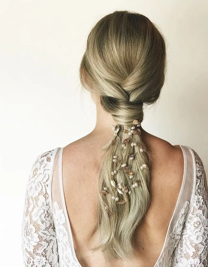 Wear a bridal hair vine in braid