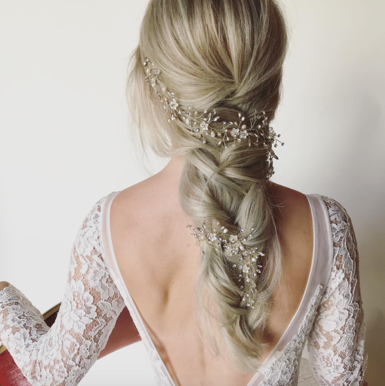 Wear a bridal hair vine in a braid