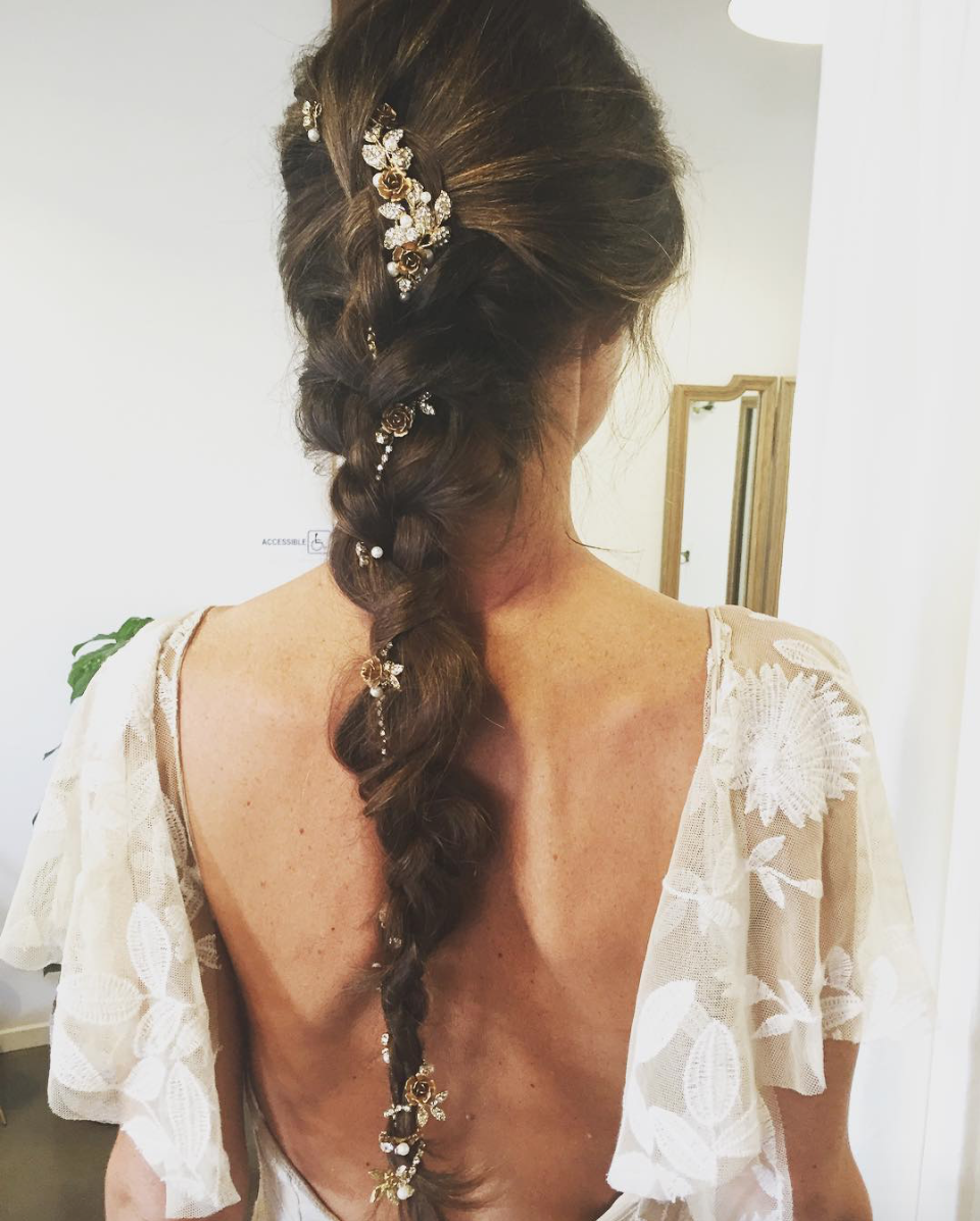 Wear a bridal hair vine in a brai