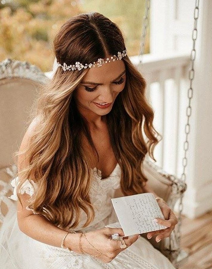 Wear a bridal hair vine as a headband