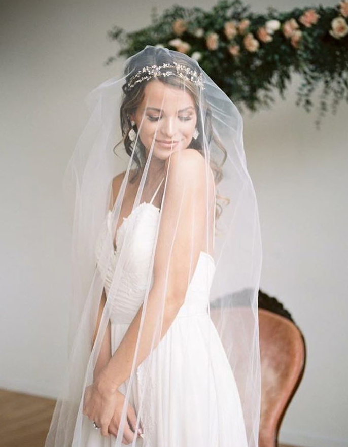 Wear a bridal hair vine as a headband with veil