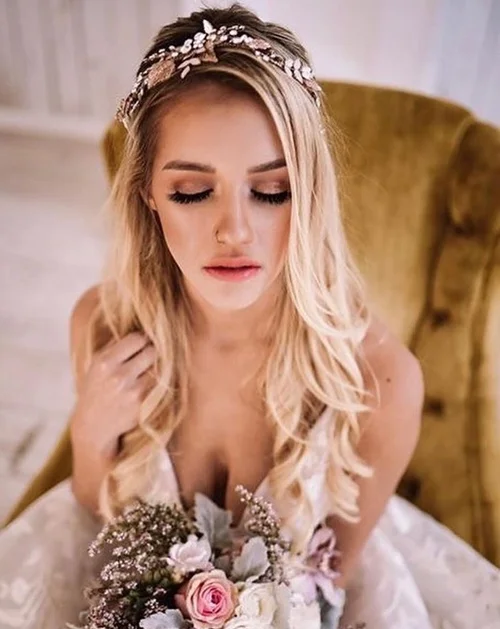 Wear a bridal hair vine as a headband