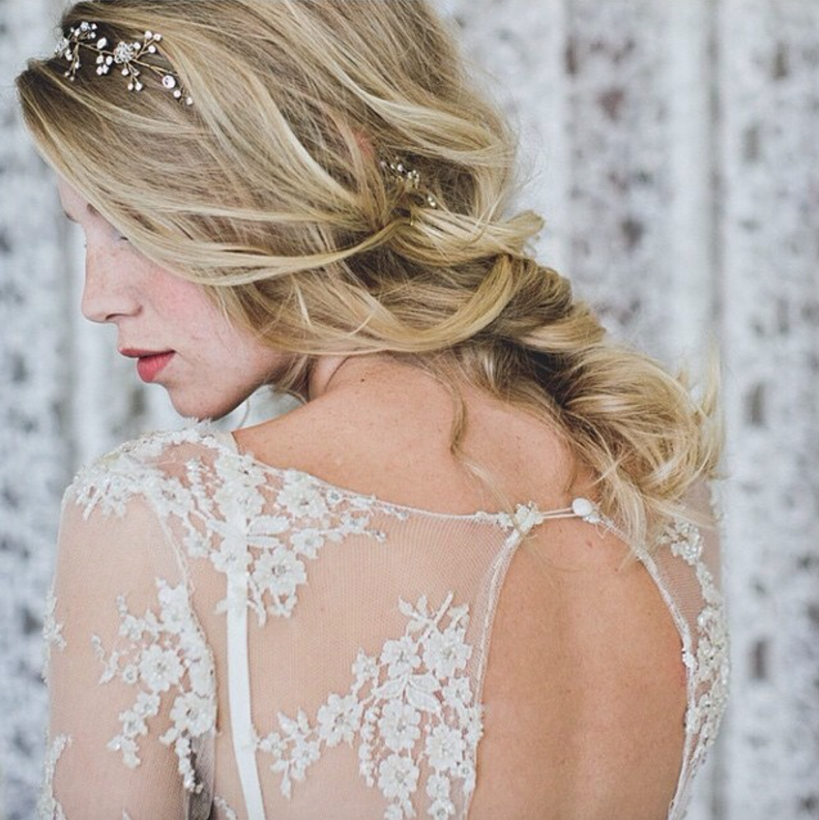 Wear a bridal hair vine as a headband