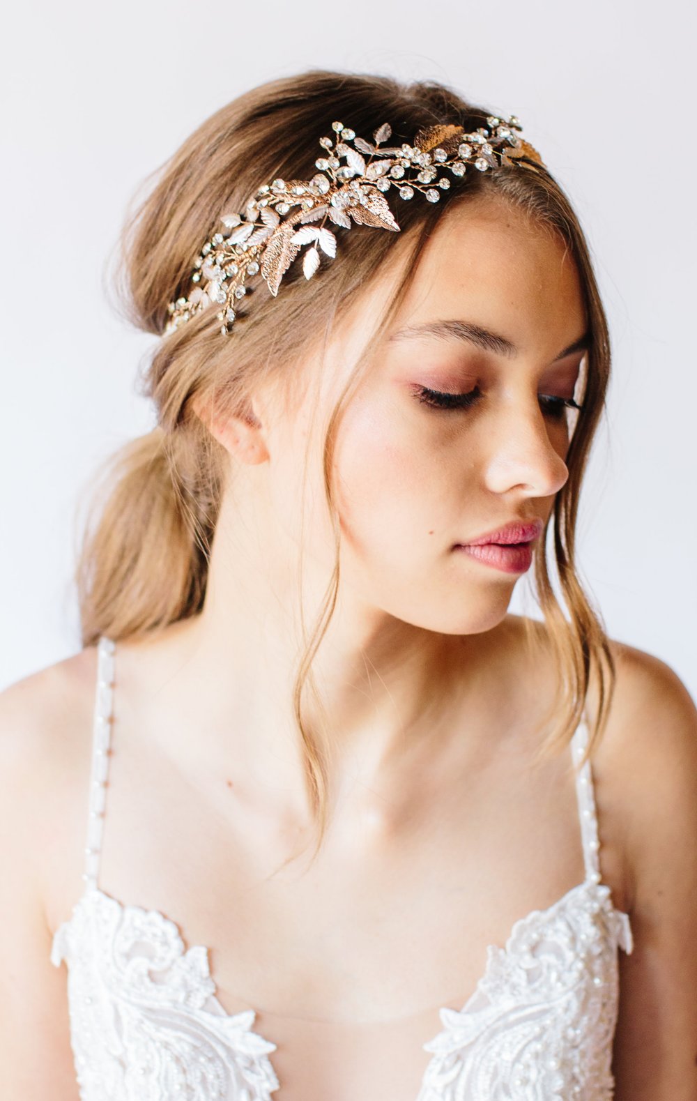 rose gold bridal headpiece