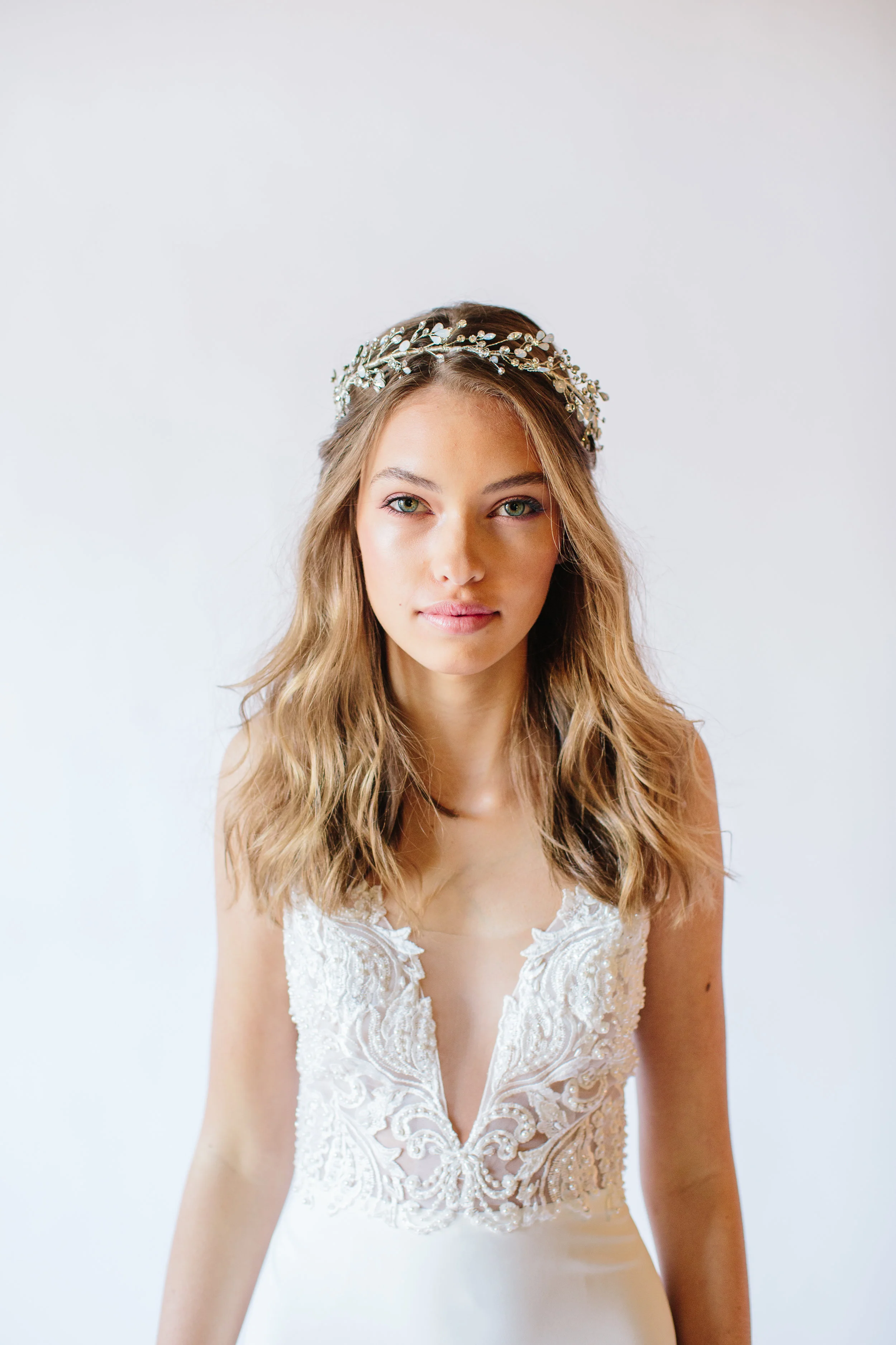 Pearl Halo with clear stones and show-stopping opals by Untamed Petals