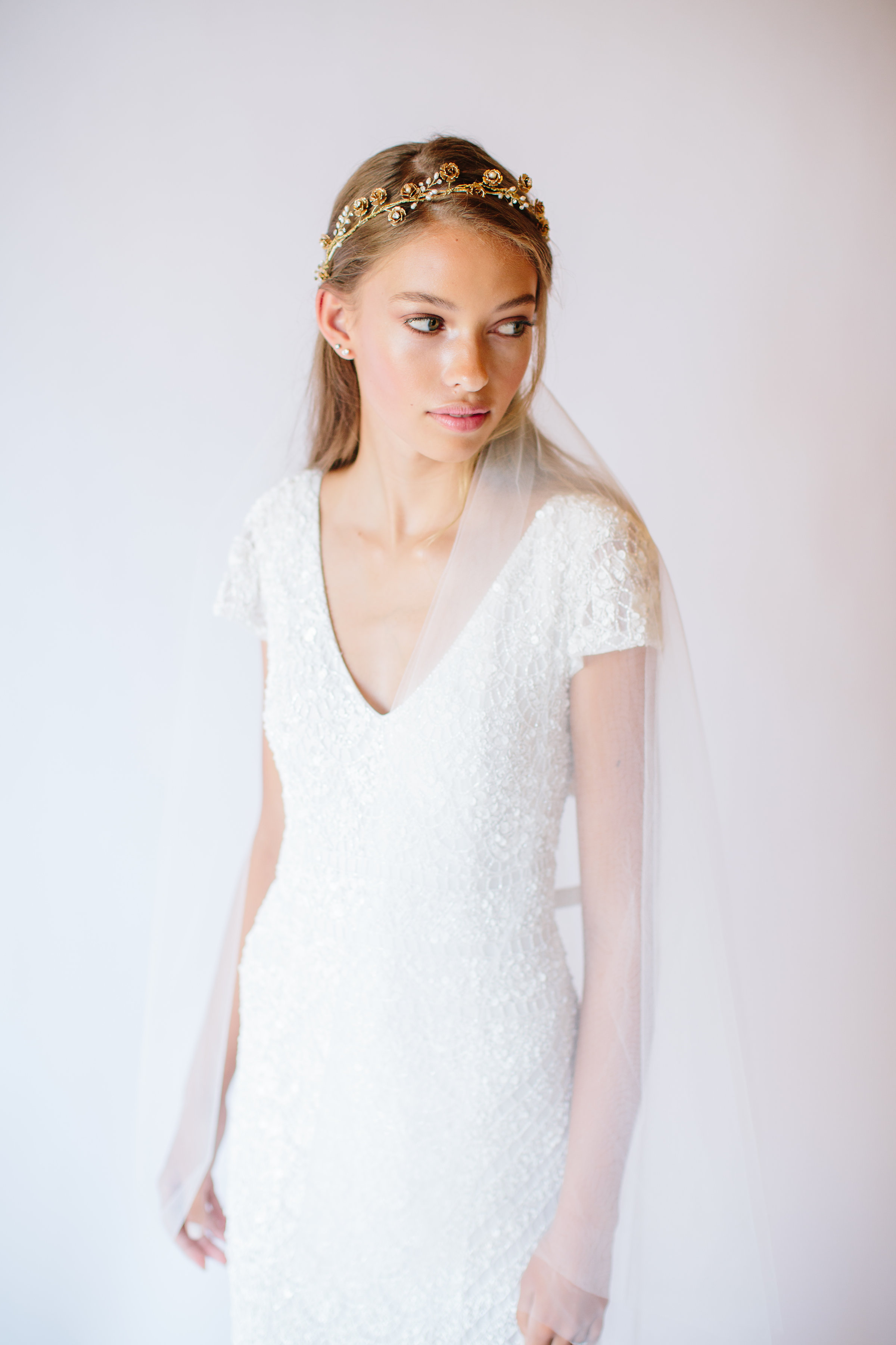 Rosalynn - Golden floral halo - By Untamed Petals