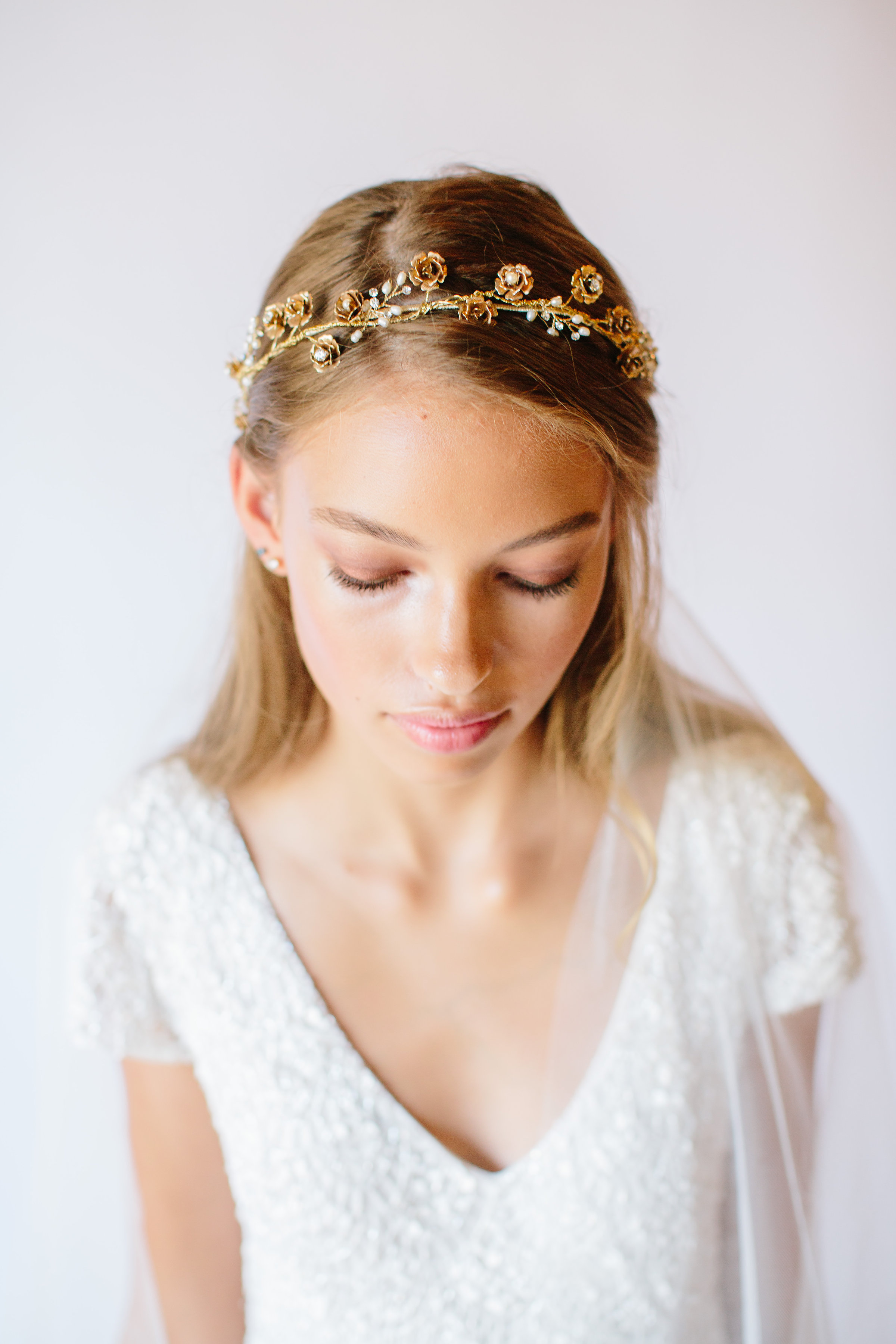 Rosalynn - Golden floral halo - By Untamed Petals