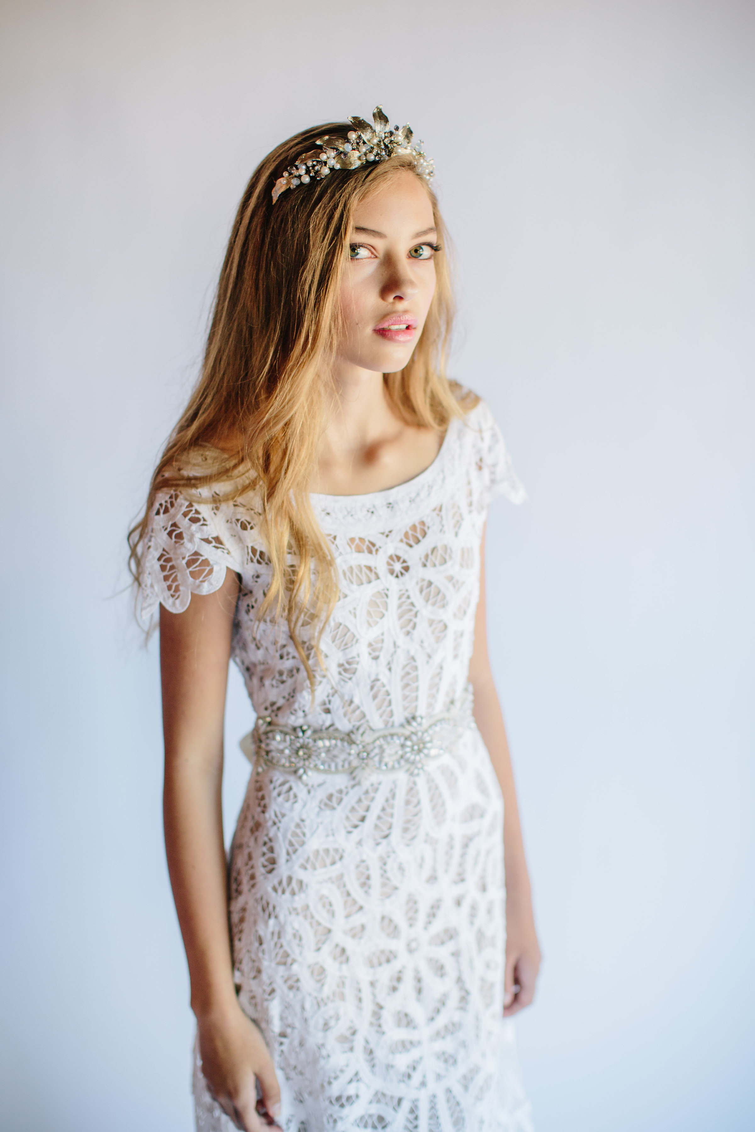 Brushed detail bridal tiara by Untamed Petals