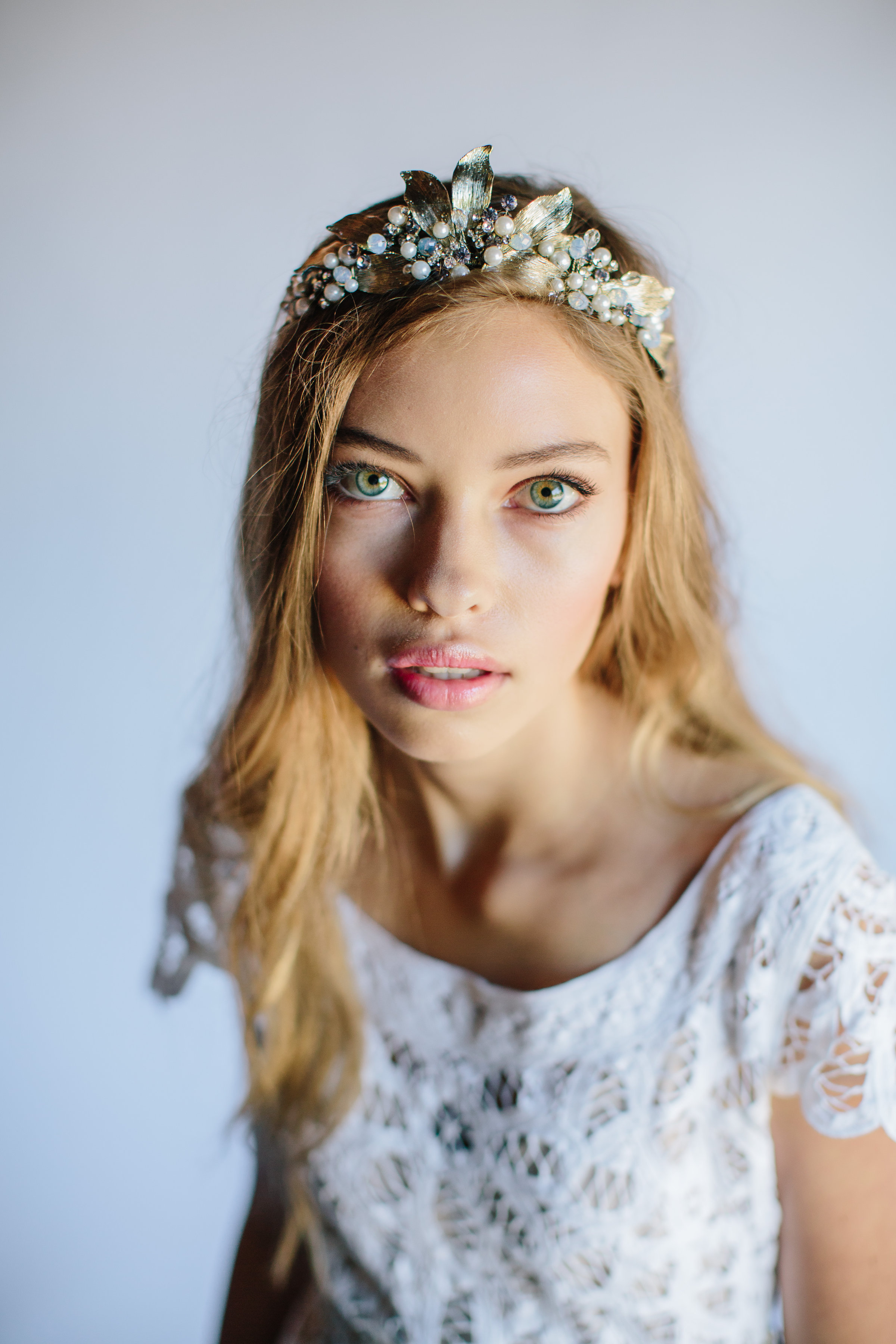 Brushed detail bridal tiara by Untamed Petals