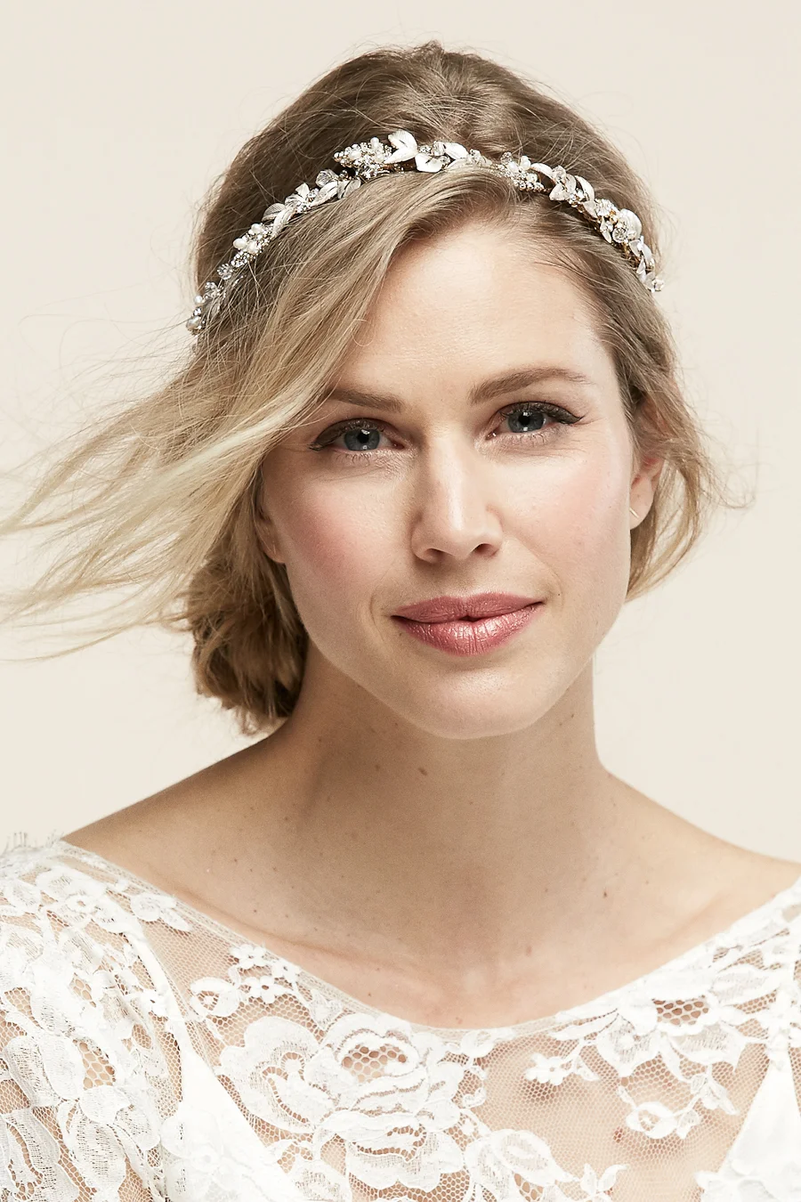 Bridal rhinestone leafy halo in brushed gold or silver by Untamed Petals