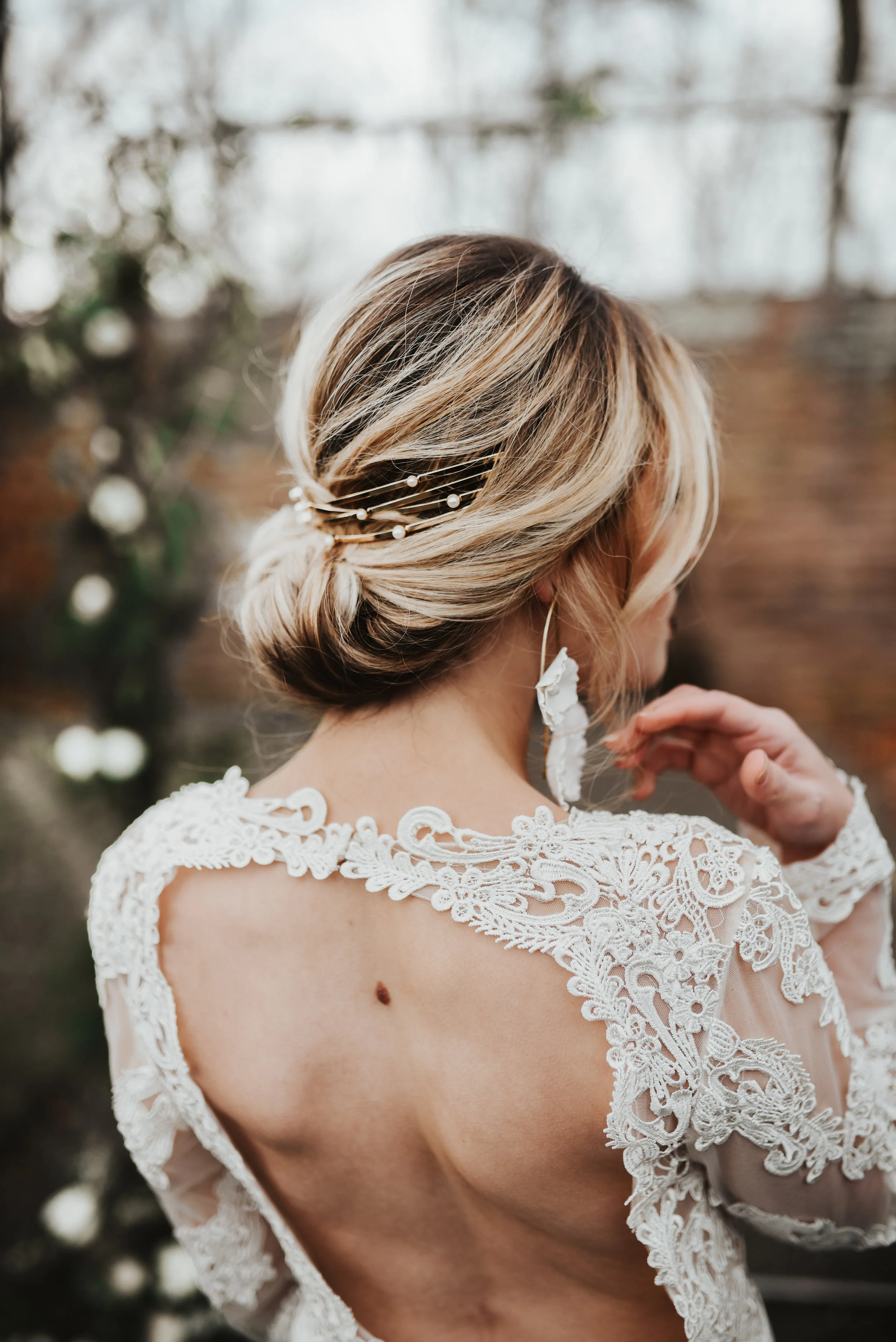 wedding hair style updo with accessory