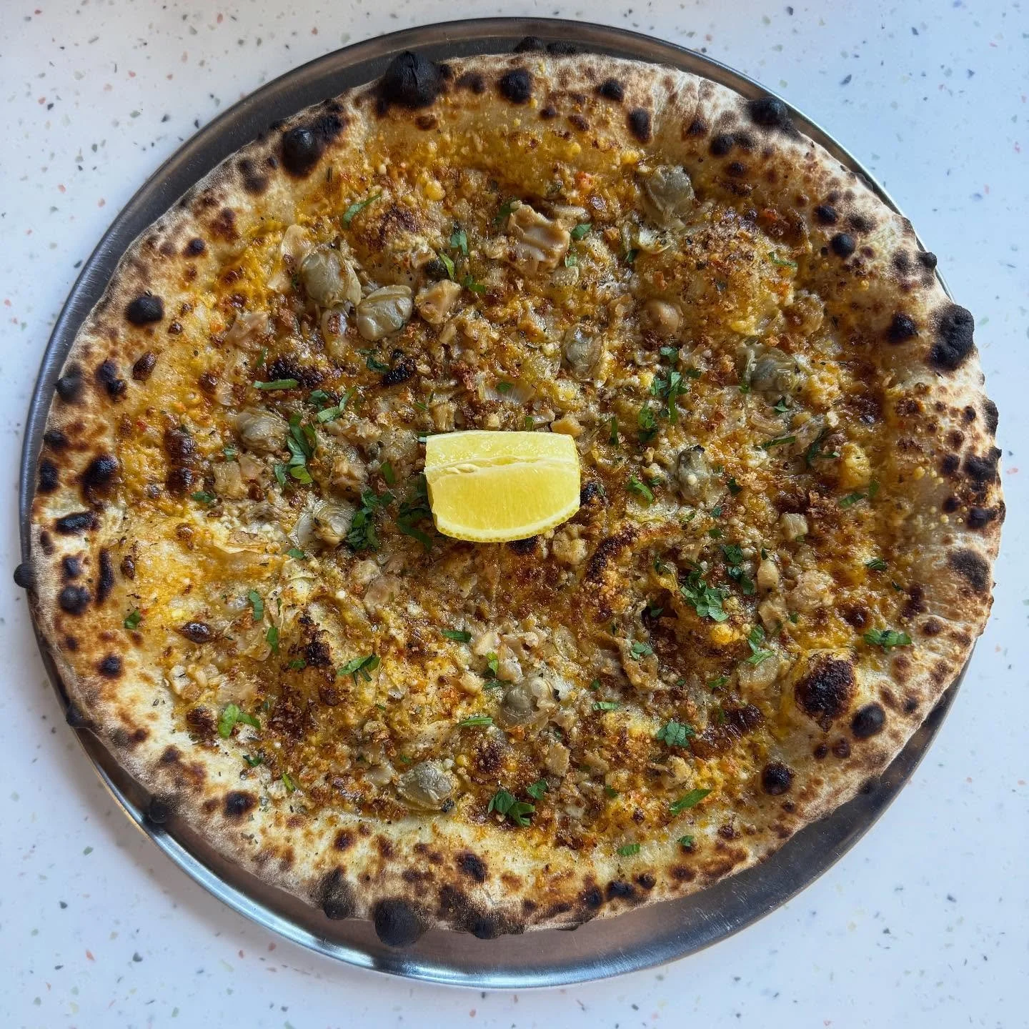 Day 1 anni week complete but don&rsquo;t fret because this clam pie will be on the menu through next Wednesday!! Lunch and dinner!! 

Tonight&rsquo;s special pie is a goat birria pizza. Braised @sbmeatco_porkpalace goat, @donfroylancreamery Oaxaca ch