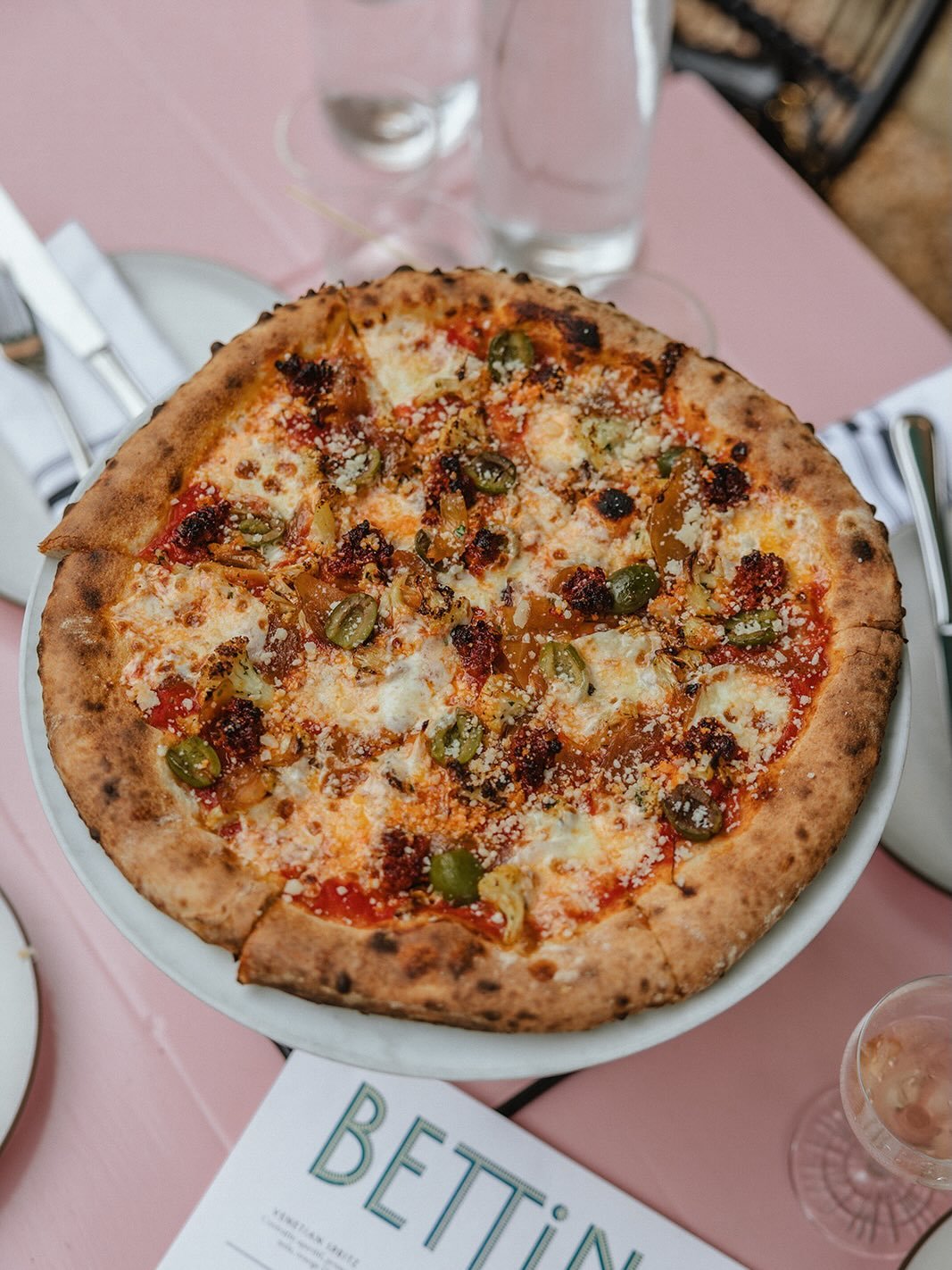 Warm, cozy and spicy pies here for you on this rainy day. We are open today, Presidents&rsquo; Day, at both locations!! @tinaspizza.sb opens at 11am. Bettina at 11:30am. Last day for heart shaped pizzas in case you&rsquo;re celebrating late with your