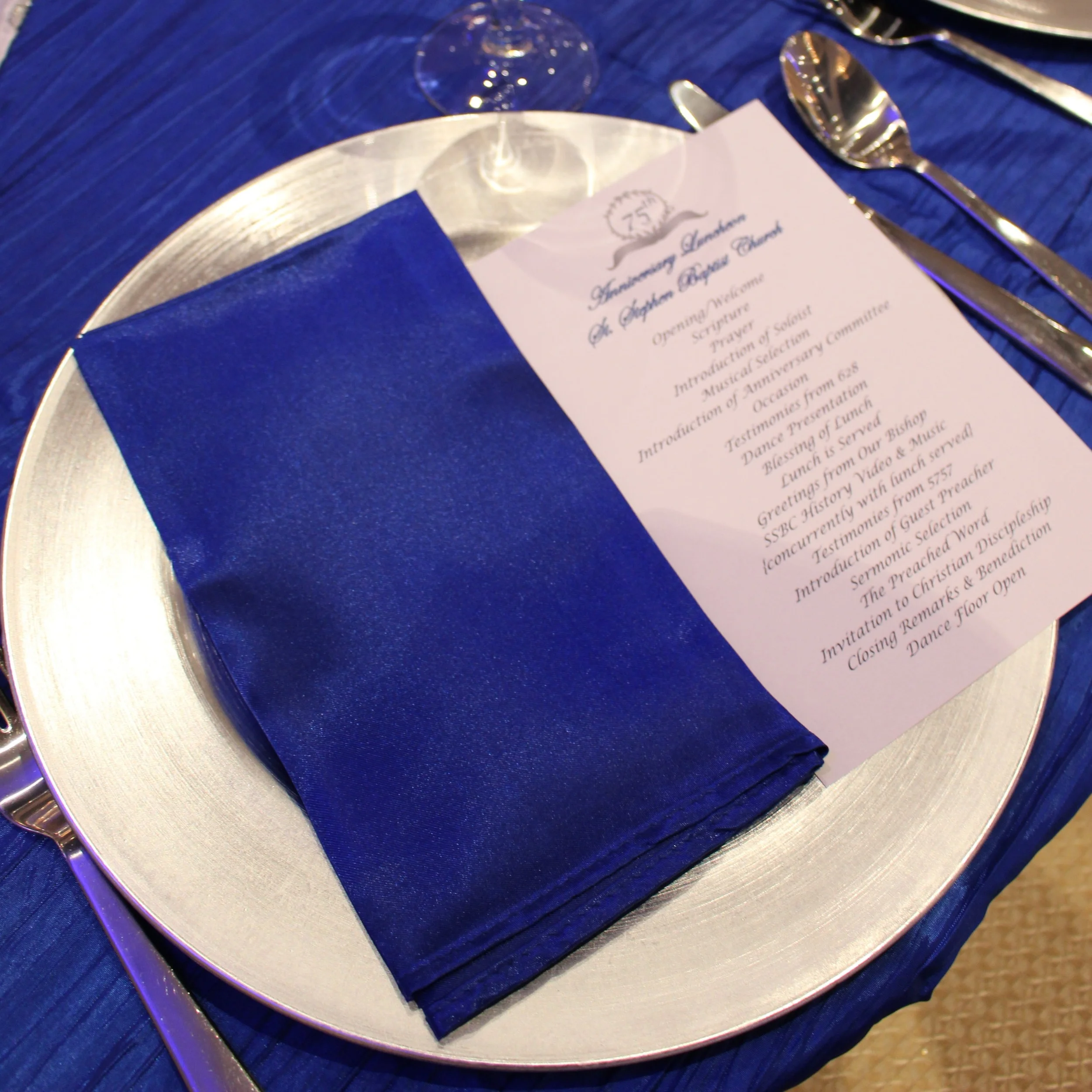 NAPKINS - SATIN Colors Available: White, Silver, Gold, Royal Blue, Black. Contact us for pricing & availability