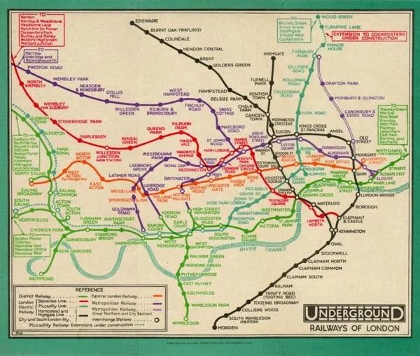 Pocket underground map from 1931. Down Street station was still on the map on the Piccadilly Line, firmly in the middle between Hyde Park Corner and Dover Street (now Green Park) stations. Down Street was very central but was never a busy station.

A