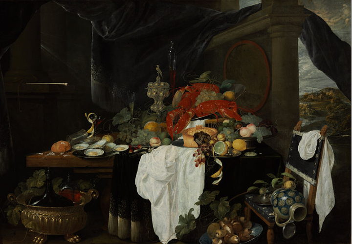 lobster in art Andries Benedetti - A Pronk Still Life with Fruit, Oyters, and Lobsters .png
