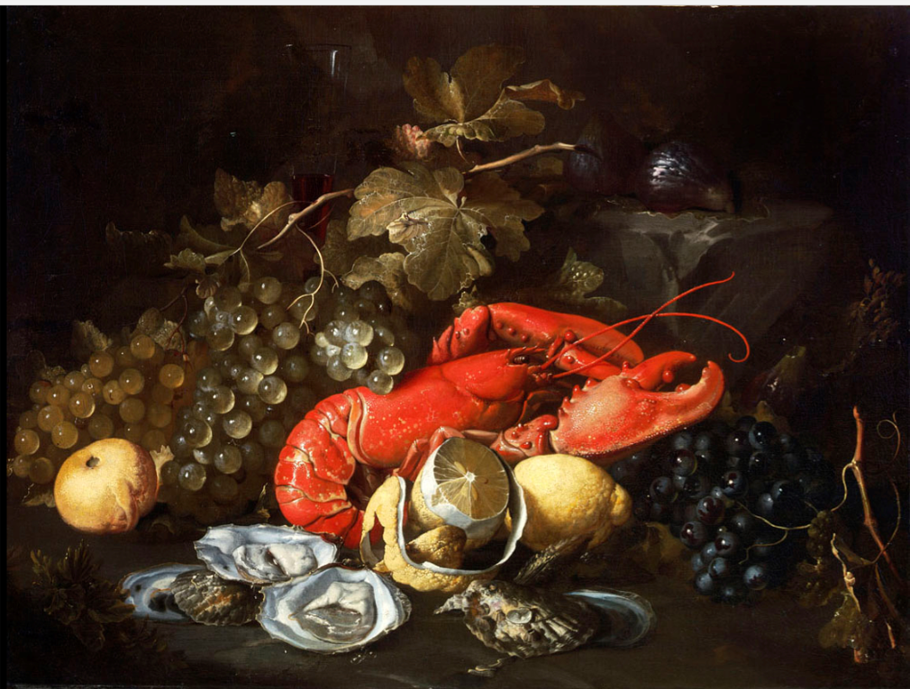 lobsters in art Artistic vision Still Life with Lobster and Oysters by Alexander Coosemans, c. 1660.png