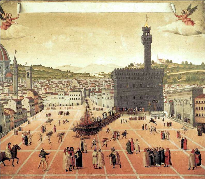 Savonarola's execution in the Piazza della Signoria Painting 1650.png