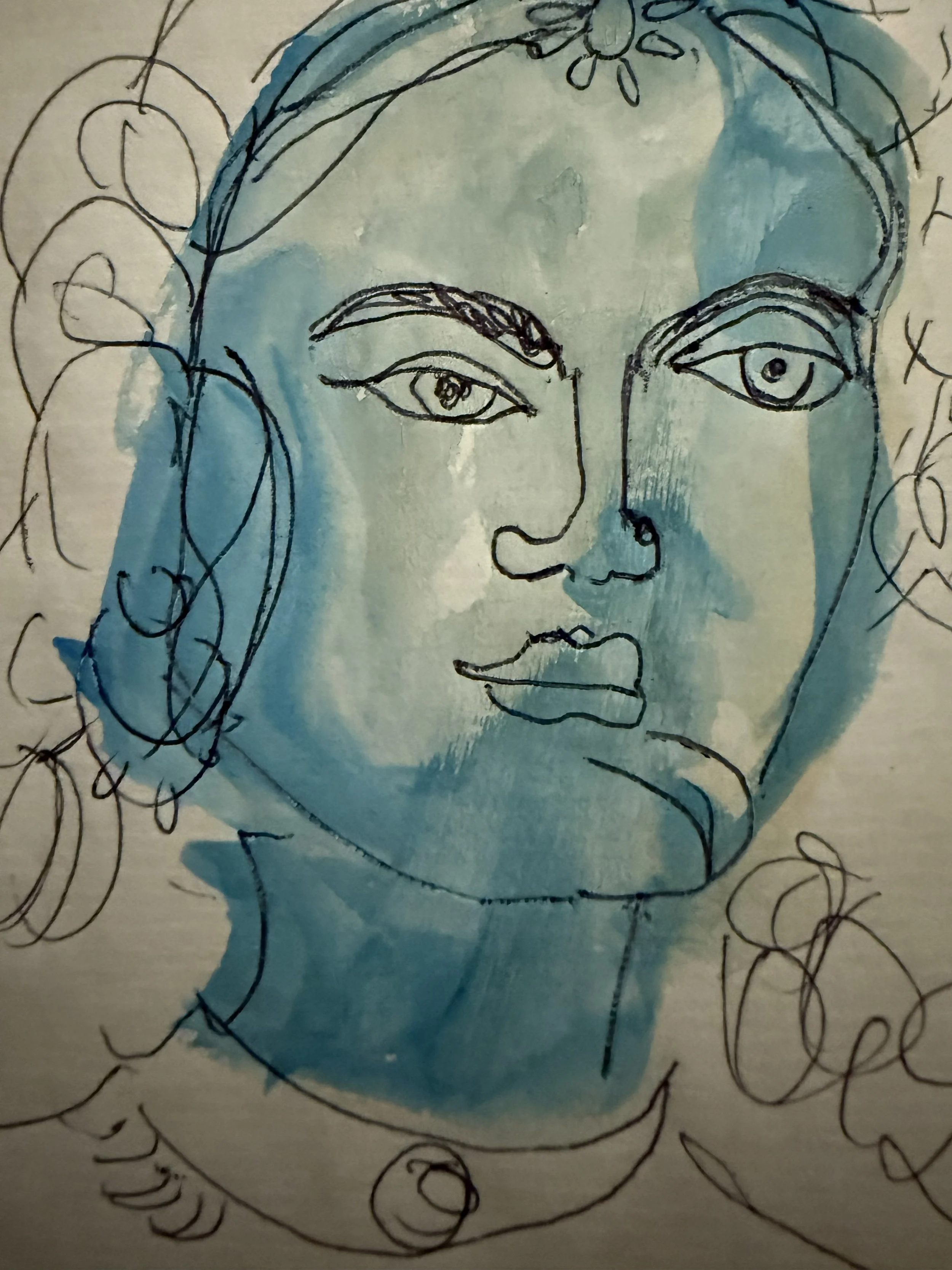 blue face