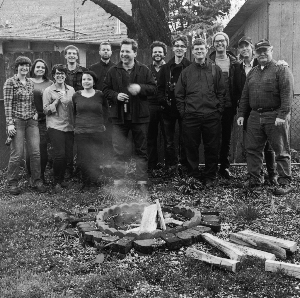 The current and past staff gather for a family cookout. November, 2013