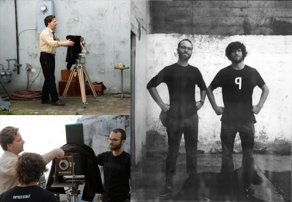 Jake and the Impossible guys, Kyle and Mitch, exposing instant Impossible 8×10 film, May 2014