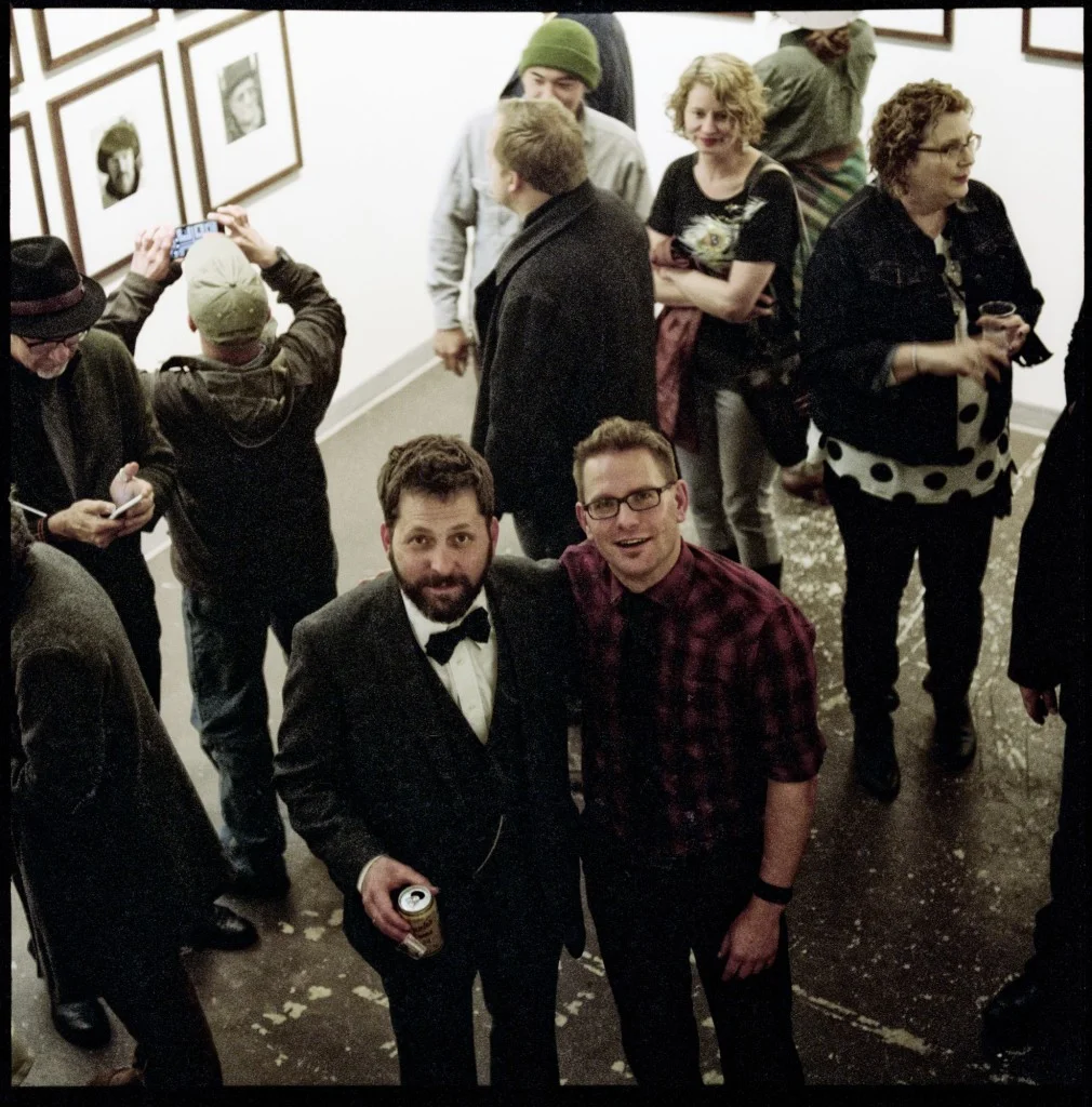 Jake and Blue at the opening of Jake’s show Contact at Newspace, April 2015