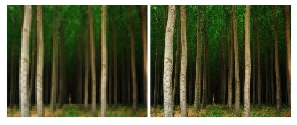 Both images are sized to the same length and width but at different resolutions.