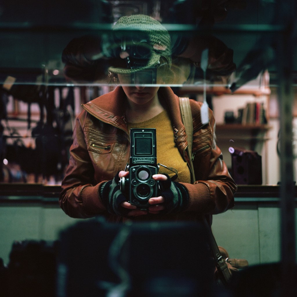 My own attempt at a Vivian Maier-esque self portrait, using a similar Rolleiflex. Photo by Katt Janson