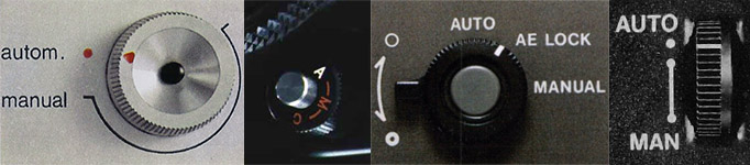 Manual controls – in different places on different cameras.