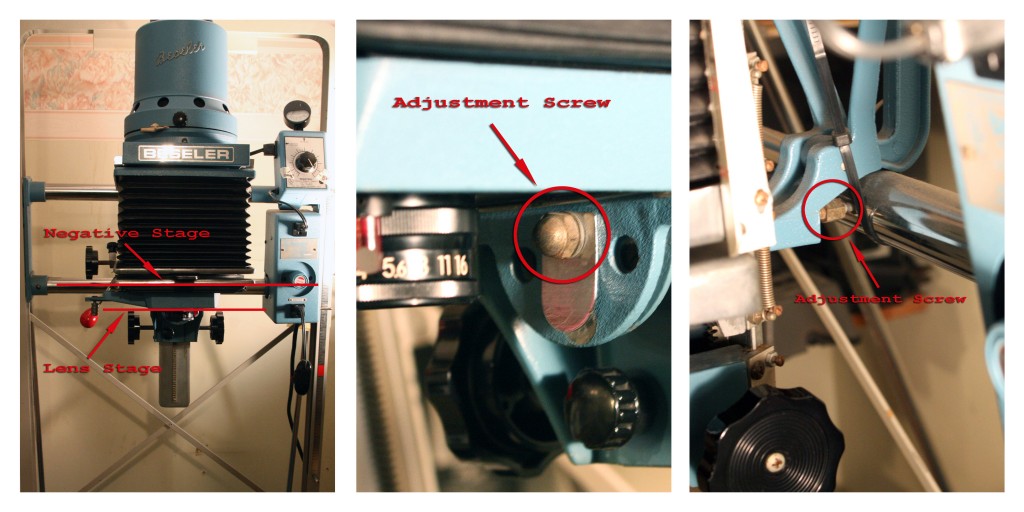 Here are the adjustments for a Beseler 45 enlarger.