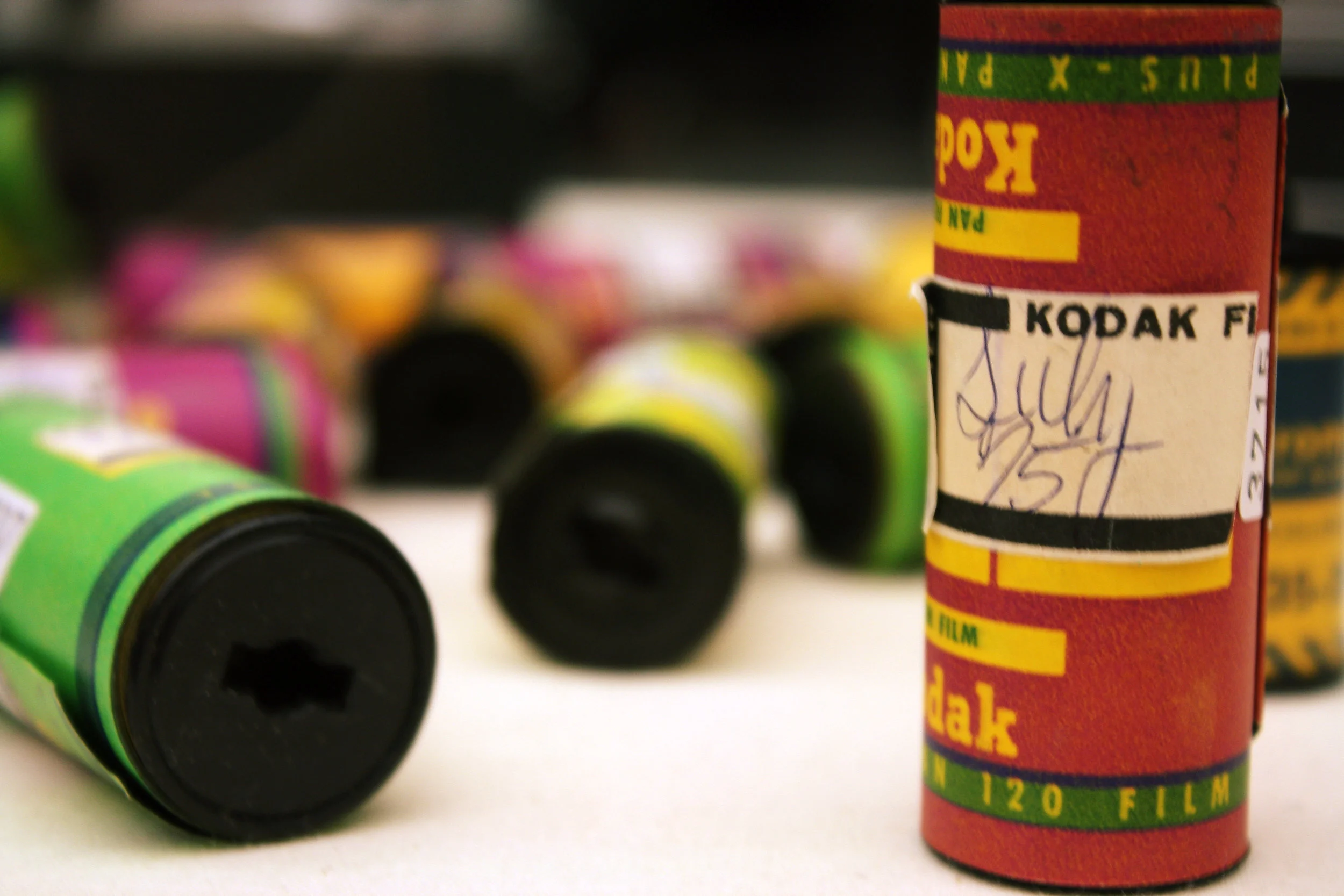 Rolls of undeveloped film at the Chicago Cultural Center's Vivian Maier gallery. Photo by Katt Janson