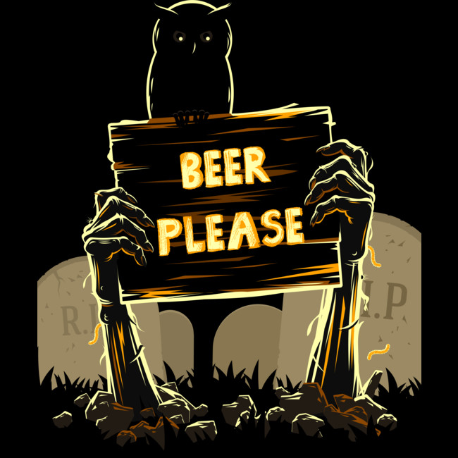 beer please zombie in graveyard