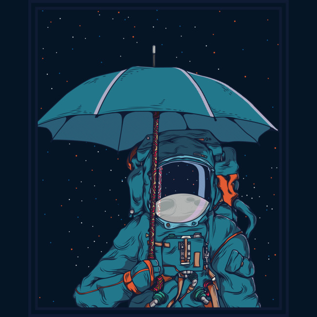 astronaut with umbrella