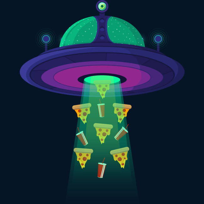 ufo abducting pizza