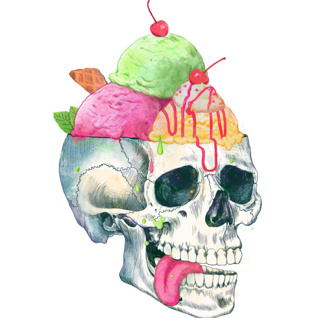 ice cream in skull