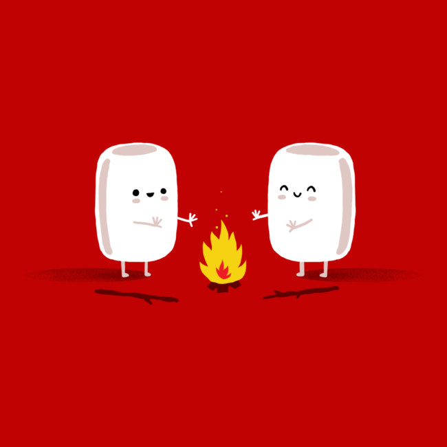 happy marshmallows roasting hands on fire