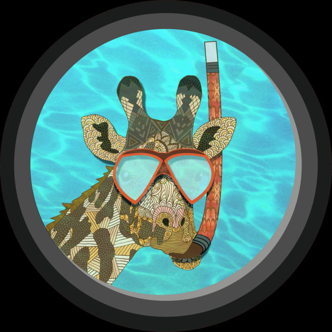 giraffe under water