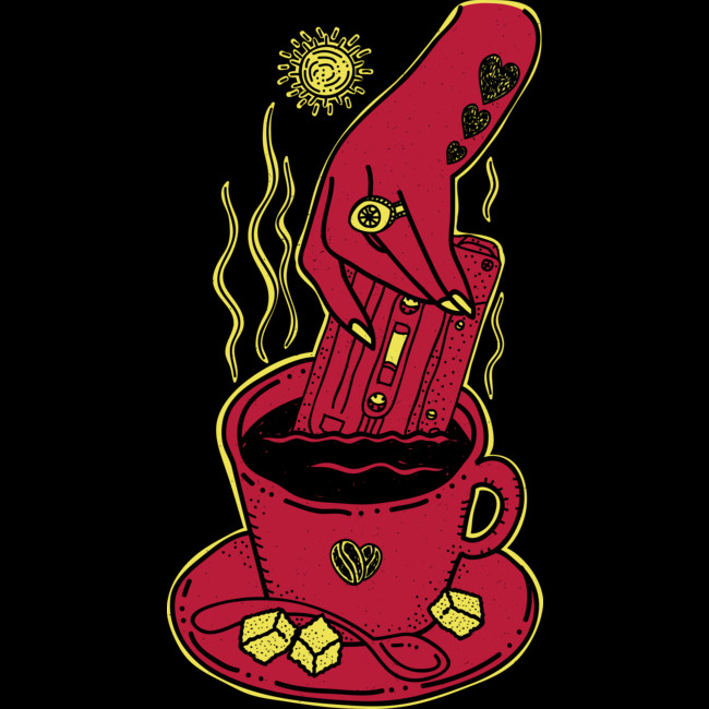 red hand stirring coffee