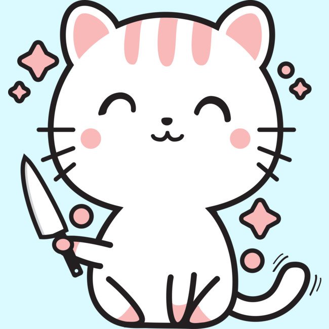 cat with knife